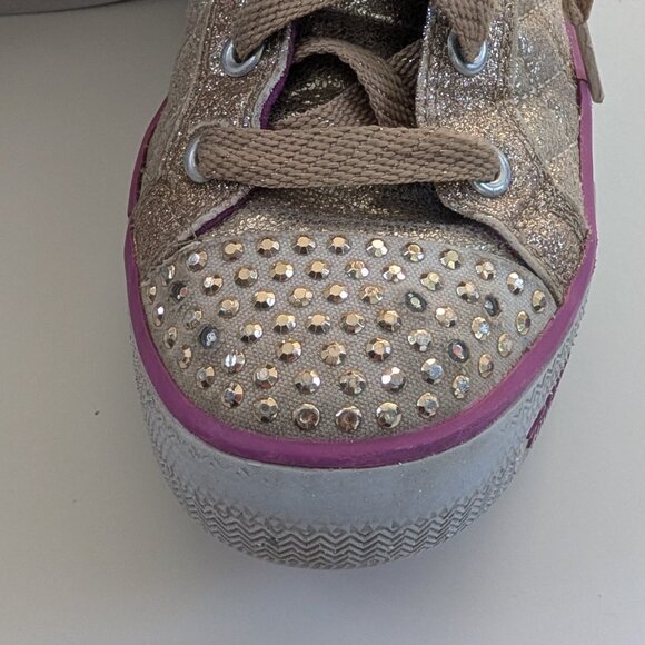Sketchers Twinkle Toe High Top in Glitter Gold, Big Girl Size 4 - Picture 5 of 13